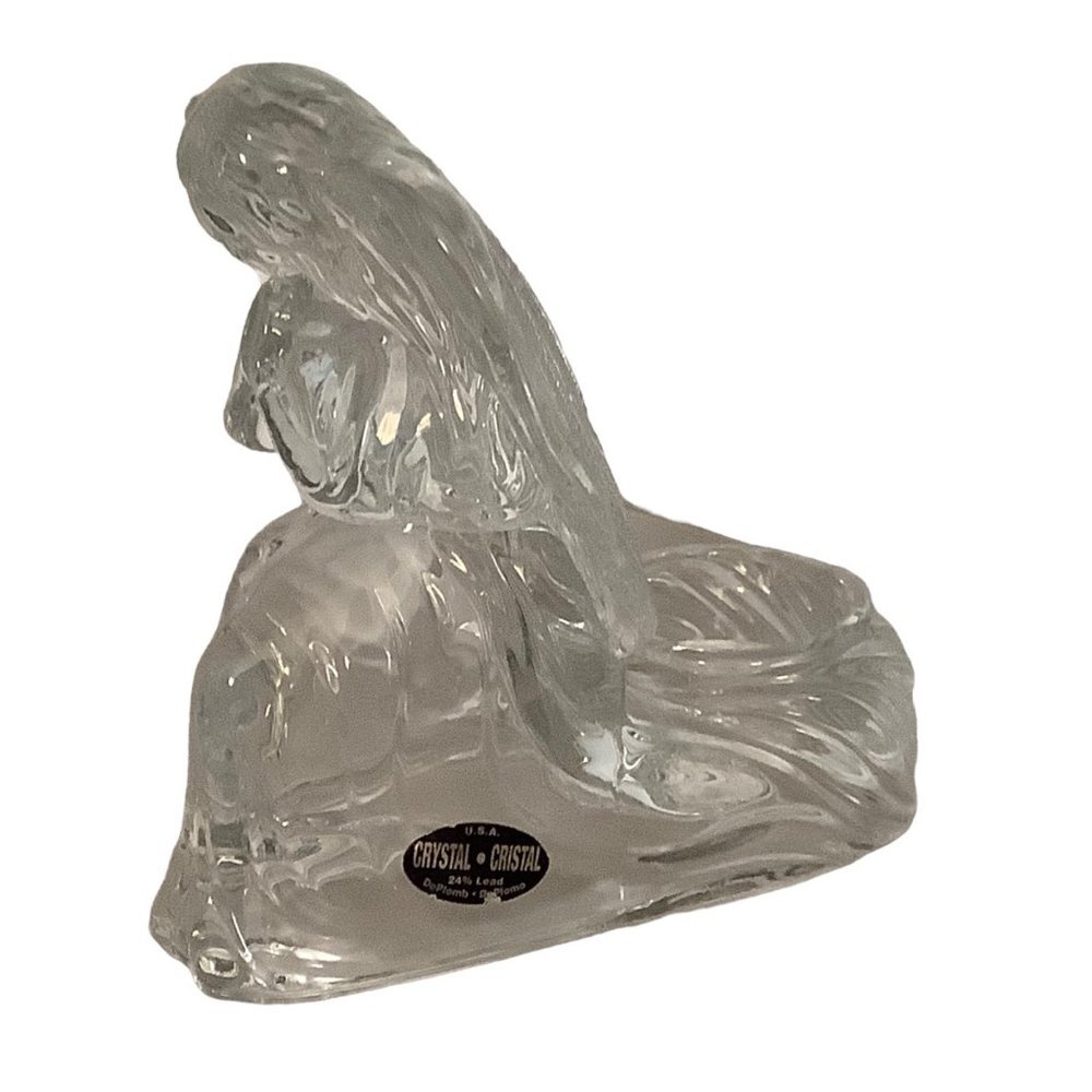 Vtg DePlomb Lead Crystal Praying Angel Votive Tea‎ Light Candle Holder Christmas